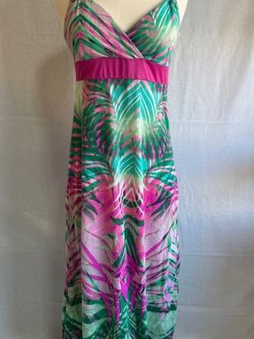True Freedom Tropical Maxi Dress in Teal & Fuchsia